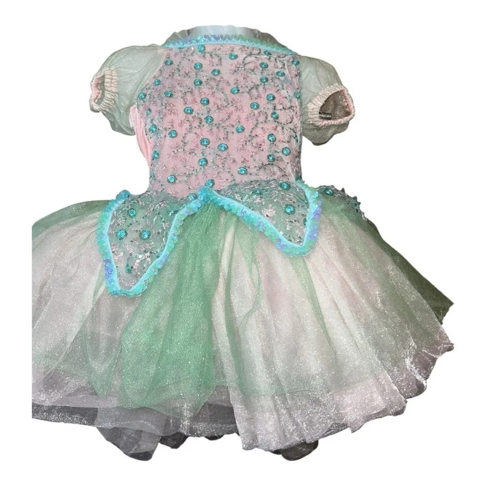 Revolution Dancewear Girls’ Fairy Tutu Costume Pink, Teal & Green Glitter Size L